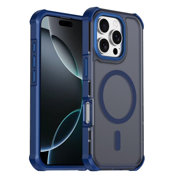 Custodia per telefono antiurto magnetica semitrasparente satinata con effetto pelle, resistente agli urti e con quattro angoli smussati., For iPhone Air, For iPhone 16 Pro Max, For iPhone 16 Pro, For iPhone 16