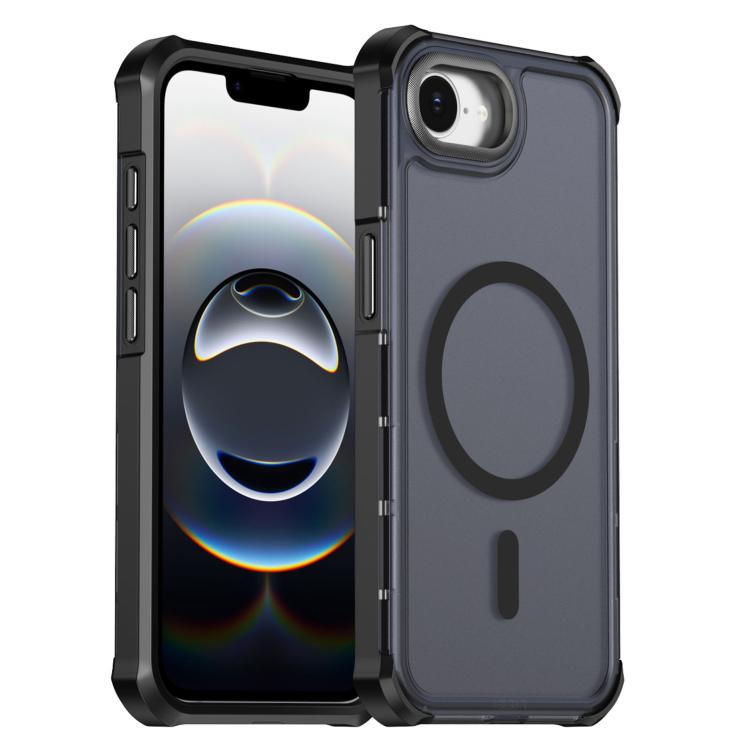 Custodia per telefono antiurto magnetica semitrasparente satinata con effetto pelle, resistente agli urti e con quattro angoli smussati., For iPhone 17e / 16e, For iPhone 17 Pro Max, For iPhone 17 Pro, For iPhone 17