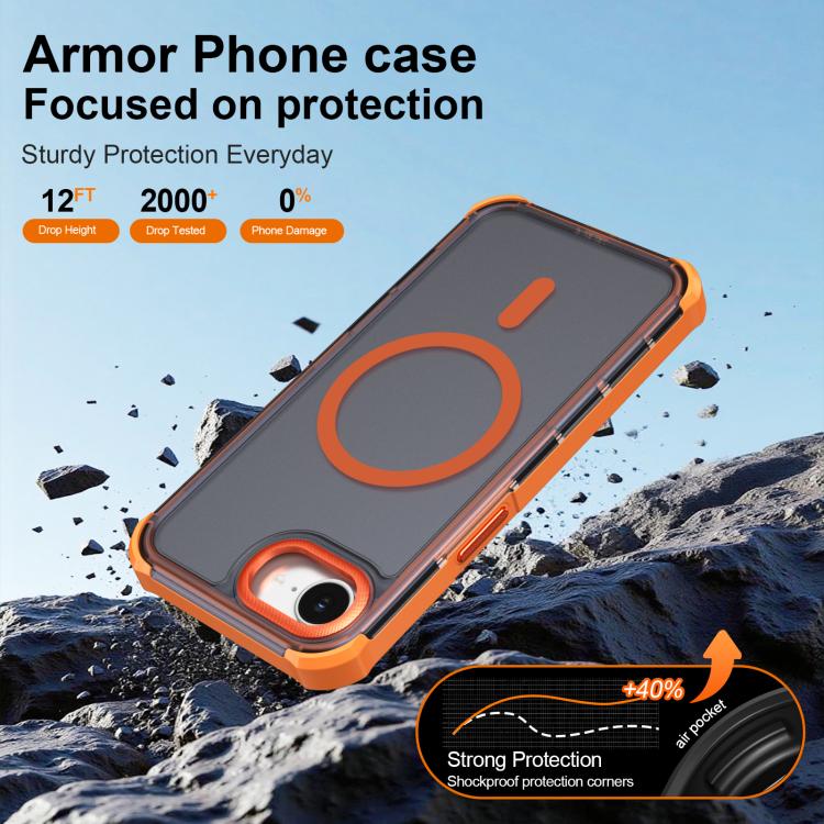 Custodia per telefono antiurto magnetica semitrasparente satinata con effetto pelle, resistente agli urti e con quattro angoli smussati., For iPhone 17e / 16e, For iPhone 17 Pro Max, For iPhone 17 Pro, For iPhone 17