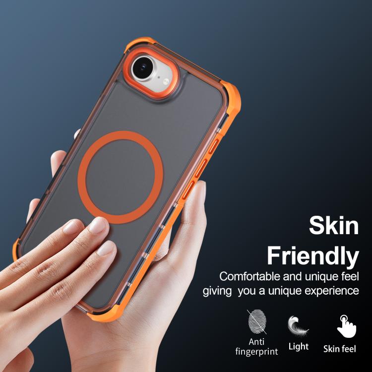 Custodia per telefono antiurto magnetica semitrasparente satinata con effetto pelle, resistente agli urti e con quattro angoli smussati., For iPhone 17e / 16e, For iPhone 17 Pro Max, For iPhone 17 Pro, For iPhone 17
