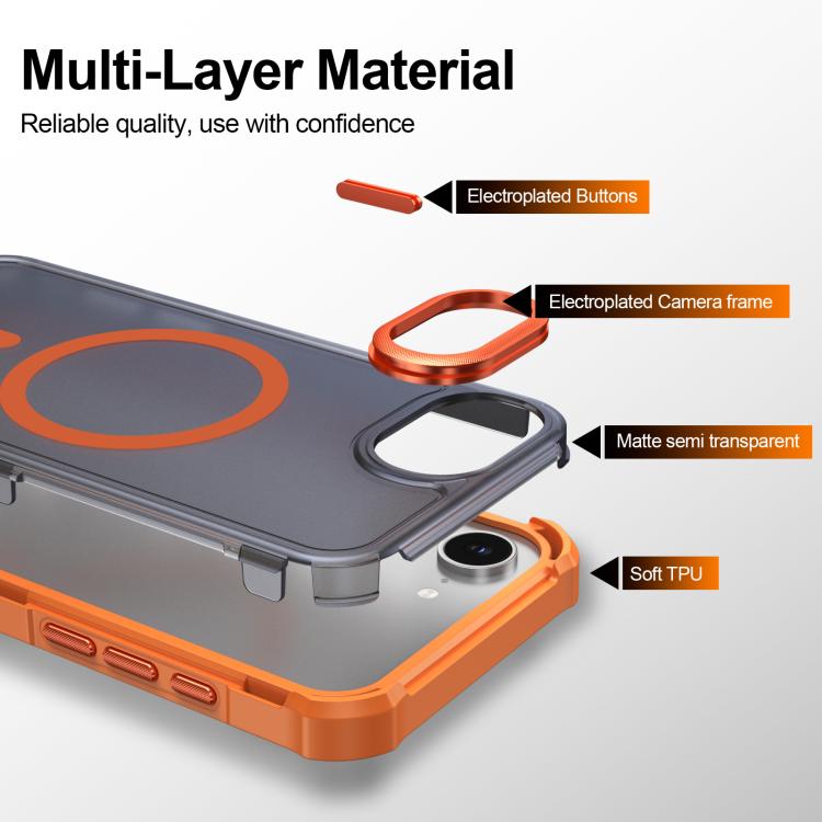 Custodia per telefono antiurto magnetica semitrasparente satinata con effetto pelle, resistente agli urti e con quattro angoli smussati., For iPhone 17e / 16e, For iPhone 17 Pro Max, For iPhone 17 Pro, For iPhone 17