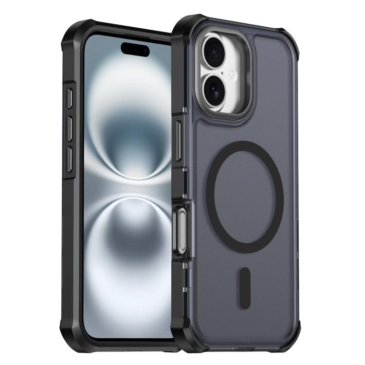 Custodia per telefono antiurto magnetica semitrasparente satinata con effetto pelle, resistente agli urti e con quattro angoli smussati., For iPhone Air, For iPhone 16 Pro Max, For iPhone 16 Pro, For iPhone 16