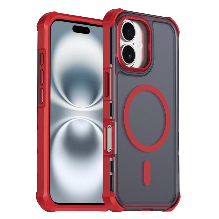 Custodia per telefono antiurto magnetica semitrasparente satinata con effetto pelle, resistente agli urti e con quattro angoli smussati., For iPhone Air, For iPhone 16 Pro Max, For iPhone 16 Pro, For iPhone 16