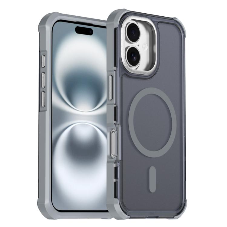 Custodia per telefono antiurto magnetica semitrasparente satinata con effetto pelle, resistente agli urti e con quattro angoli smussati., For iPhone Air, For iPhone 16 Pro Max, For iPhone 16 Pro, For iPhone 16