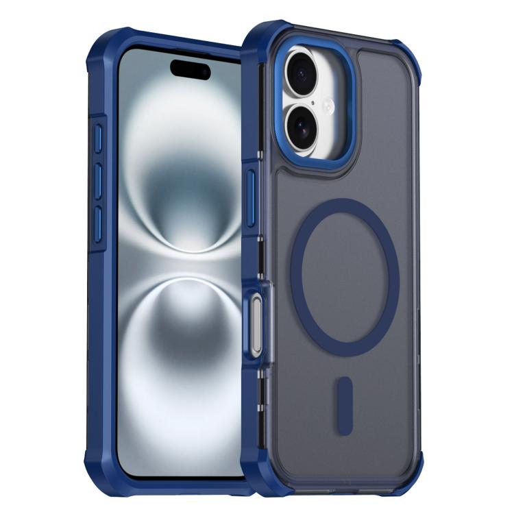 Custodia per telefono antiurto magnetica semitrasparente satinata con effetto pelle, resistente agli urti e con quattro angoli smussati., For iPhone Air, For iPhone 16 Pro Max, For iPhone 16 Pro, For iPhone 16