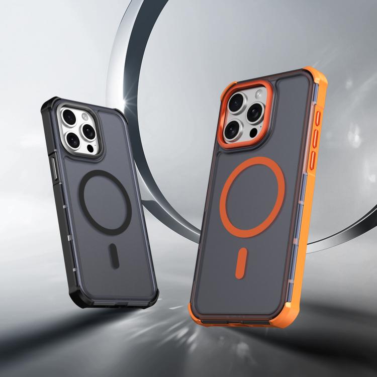 Custodia per telefono antiurto magnetica semitrasparente satinata con effetto pelle, resistente agli urti e con quattro angoli smussati., For iPhone 15 Pro Max, For iPhone 15 Pro, For iPhone 15, For iPhone 14