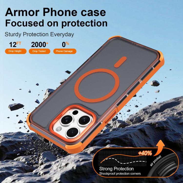 Custodia per telefono antiurto magnetica semitrasparente satinata con effetto pelle, resistente agli urti e con quattro angoli smussati., For iPhone 15 Pro Max, For iPhone 15 Pro, For iPhone 15, For iPhone 14