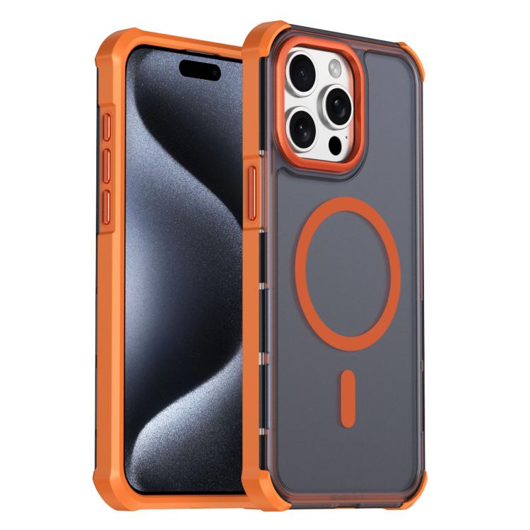 Custodia per telefono antiurto magnetica semitrasparente satinata con effetto pelle, resistente agli urti e con quattro angoli smussati., For iPhone 15 Pro Max, For iPhone 15 Pro, For iPhone 15, For iPhone 14