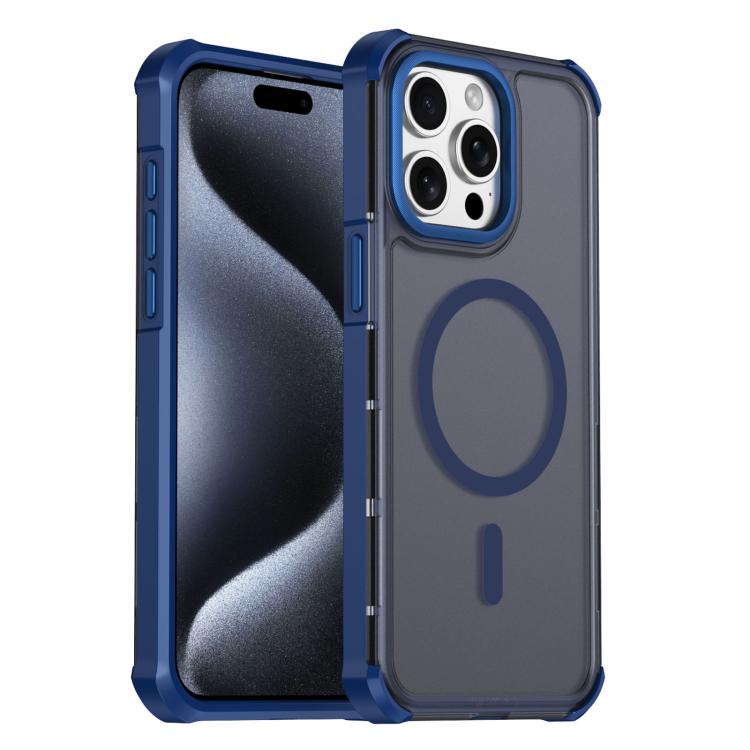 Custodia per telefono antiurto magnetica semitrasparente satinata con effetto pelle, resistente agli urti e con quattro angoli smussati., For iPhone 15 Pro Max, For iPhone 15 Pro, For iPhone 15, For iPhone 14
