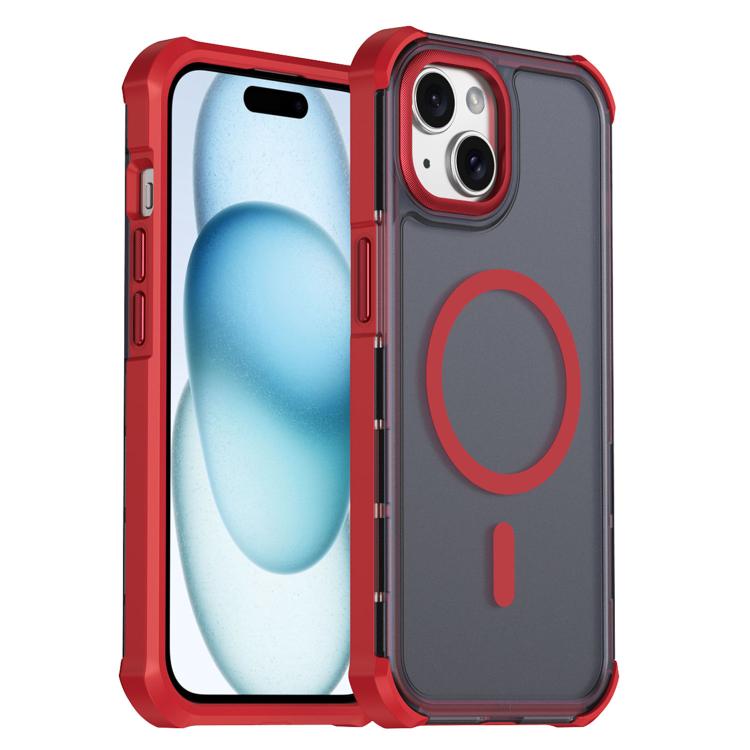 Custodia per telefono antiurto magnetica semitrasparente satinata con effetto pelle, resistente agli urti e con quattro angoli smussati., For iPhone 15 Pro Max, For iPhone 15 Pro, For iPhone 15, For iPhone 14