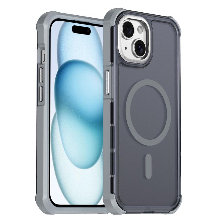 Custodia per telefono antiurto magnetica semitrasparente satinata con effetto pelle, resistente agli urti e con quattro angoli smussati., For iPhone 15 Pro Max, For iPhone 15 Pro, For iPhone 15, For iPhone 14