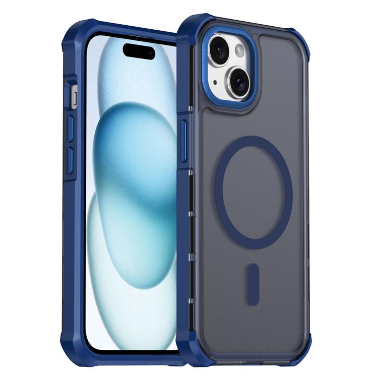 Custodia per telefono antiurto magnetica semitrasparente satinata con effetto pelle, resistente agli urti e con quattro angoli smussati., For iPhone 15 Pro Max, For iPhone 15 Pro, For iPhone 15, For iPhone 14