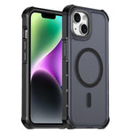 Custodia per telefono antiurto magnetica semitrasparente satinata con effetto pelle, resistente agli urti e con quattro angoli smussati., For iPhone 15 Pro Max, For iPhone 15 Pro, For iPhone 15, For iPhone 14