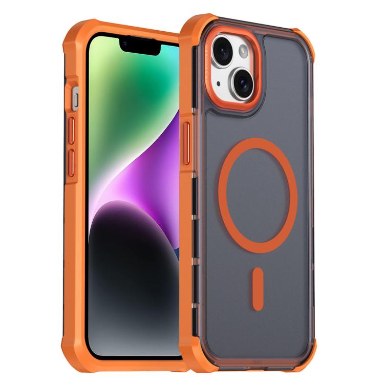Custodia per telefono antiurto magnetica semitrasparente satinata con effetto pelle, resistente agli urti e con quattro angoli smussati., For iPhone 15 Pro Max, For iPhone 15 Pro, For iPhone 15, For iPhone 14