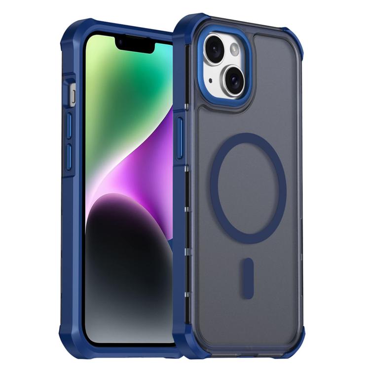 Custodia per telefono antiurto magnetica semitrasparente satinata con effetto pelle, resistente agli urti e con quattro angoli smussati., For iPhone 15 Pro Max, For iPhone 15 Pro, For iPhone 15, For iPhone 14