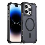 Custodia per telefono antiurto magnetica semitrasparente satinata con effetto pelle, resistente agli urti e con quattro angoli smussati., For iPhone 14 Pro, For iPhone 14 Pro Max, For iPhone 13 Pro Max, For iPhone 13 Pro