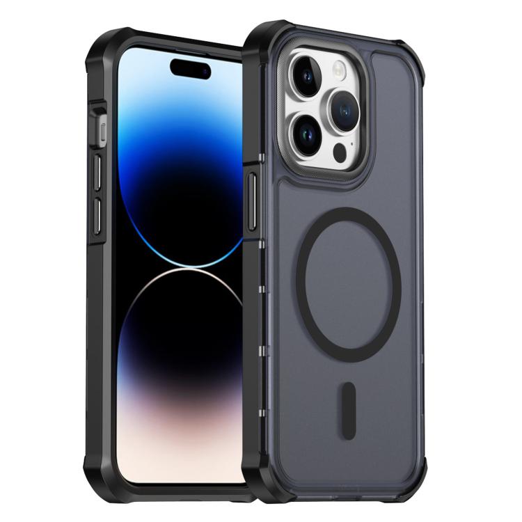 Custodia per telefono antiurto magnetica semitrasparente satinata con effetto pelle, resistente agli urti e con quattro angoli smussati., For iPhone 14 Pro, For iPhone 14 Pro Max, For iPhone 13 Pro Max, For iPhone 13 Pro
