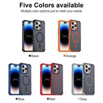 Custodia per telefono antiurto magnetica semitrasparente satinata con effetto pelle, resistente agli urti e con quattro angoli smussati., For iPhone 14 Pro, For iPhone 14 Pro Max, For iPhone 13 Pro Max, For iPhone 13 Pro