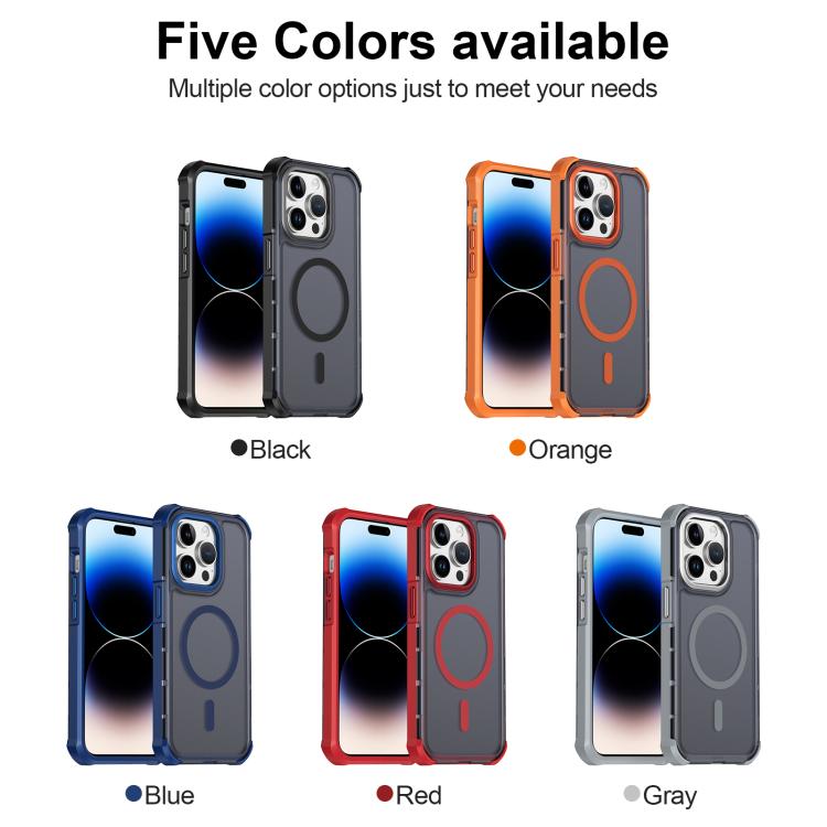 Custodia per telefono antiurto magnetica semitrasparente satinata con effetto pelle, resistente agli urti e con quattro angoli smussati., For iPhone 14 Pro, For iPhone 14 Pro Max, For iPhone 13 Pro Max, For iPhone 13 Pro