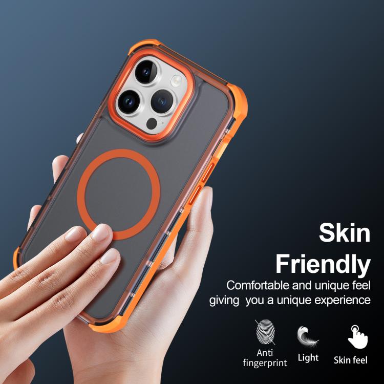 Custodia per telefono antiurto magnetica semitrasparente satinata con effetto pelle, resistente agli urti e con quattro angoli smussati., For iPhone 14 Pro, For iPhone 14 Pro Max, For iPhone 13 Pro Max, For iPhone 13 Pro