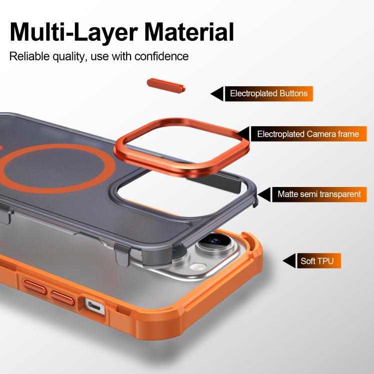 Custodia per telefono antiurto magnetica semitrasparente satinata con effetto pelle, resistente agli urti e con quattro angoli smussati., For iPhone 14 Pro, For iPhone 14 Pro Max, For iPhone 13 Pro Max, For iPhone 13 Pro