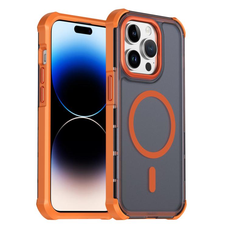 Custodia per telefono antiurto magnetica semitrasparente satinata con effetto pelle, resistente agli urti e con quattro angoli smussati., For iPhone 14 Pro, For iPhone 14 Pro Max, For iPhone 13 Pro Max, For iPhone 13 Pro