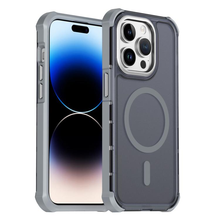 Custodia per telefono antiurto magnetica semitrasparente satinata con effetto pelle, resistente agli urti e con quattro angoli smussati., For iPhone 14 Pro, For iPhone 14 Pro Max, For iPhone 13 Pro Max, For iPhone 13 Pro