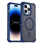 Custodia per telefono antiurto magnetica semitrasparente satinata con effetto pelle, resistente agli urti e con quattro angoli smussati., For iPhone 14 Pro, For iPhone 14 Pro Max, For iPhone 13 Pro Max, For iPhone 13 Pro