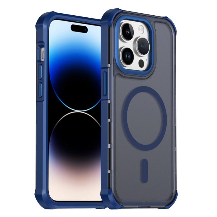 Custodia per telefono antiurto magnetica semitrasparente satinata con effetto pelle, resistente agli urti e con quattro angoli smussati., For iPhone 14 Pro, For iPhone 14 Pro Max, For iPhone 13 Pro Max, For iPhone 13 Pro