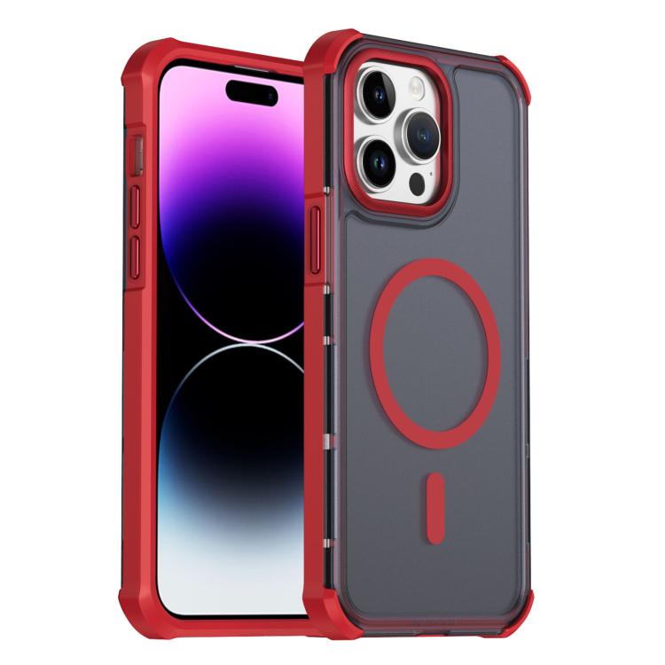 Custodia per telefono antiurto magnetica semitrasparente satinata con effetto pelle, resistente agli urti e con quattro angoli smussati., For iPhone 14 Pro, For iPhone 14 Pro Max, For iPhone 13 Pro Max, For iPhone 13 Pro