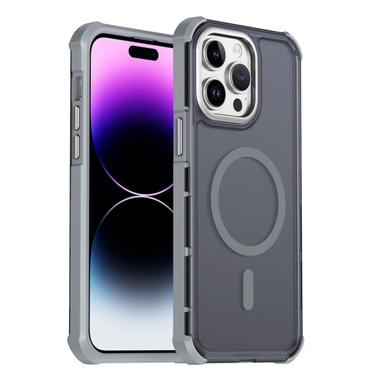 Custodia per telefono antiurto magnetica semitrasparente satinata con effetto pelle, resistente agli urti e con quattro angoli smussati., For iPhone 14 Pro, For iPhone 14 Pro Max, For iPhone 13 Pro Max, For iPhone 13 Pro