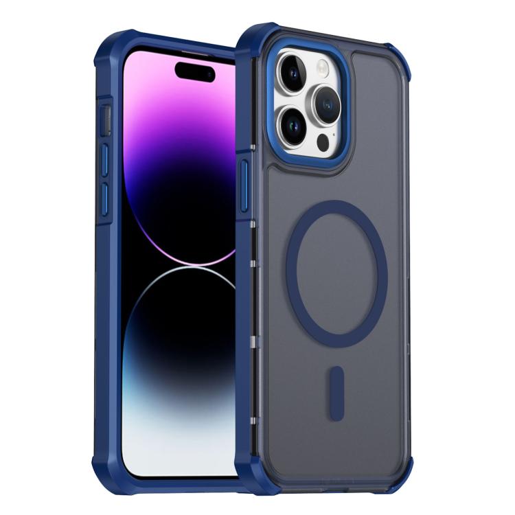Custodia per telefono antiurto magnetica semitrasparente satinata con effetto pelle, resistente agli urti e con quattro angoli smussati., For iPhone 14 Pro, For iPhone 14 Pro Max, For iPhone 13 Pro Max, For iPhone 13 Pro