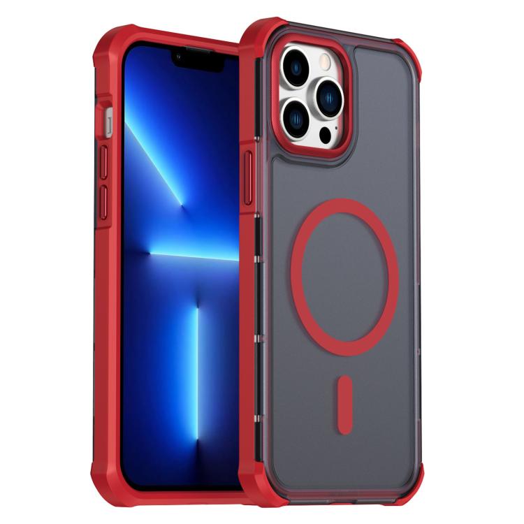 Custodia per telefono antiurto magnetica semitrasparente satinata con effetto pelle, resistente agli urti e con quattro angoli smussati., For iPhone 14 Pro, For iPhone 14 Pro Max, For iPhone 13 Pro Max, For iPhone 13 Pro