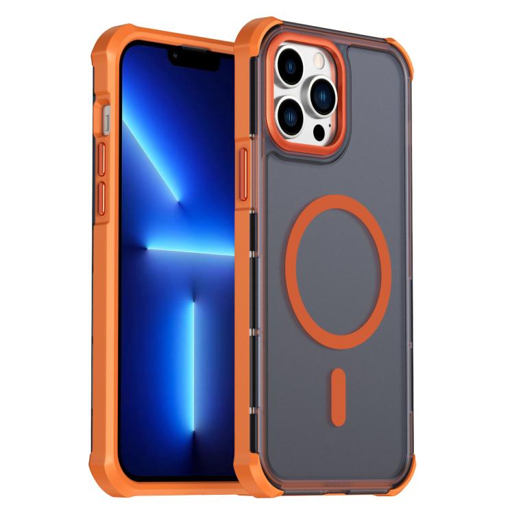 Custodia per telefono antiurto magnetica semitrasparente satinata con effetto pelle, resistente agli urti e con quattro angoli smussati., For iPhone 14 Pro, For iPhone 14 Pro Max, For iPhone 13 Pro Max, For iPhone 13 Pro