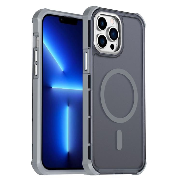 Custodia per telefono antiurto magnetica semitrasparente satinata con effetto pelle, resistente agli urti e con quattro angoli smussati., For iPhone 14 Pro, For iPhone 14 Pro Max, For iPhone 13 Pro Max, For iPhone 13 Pro