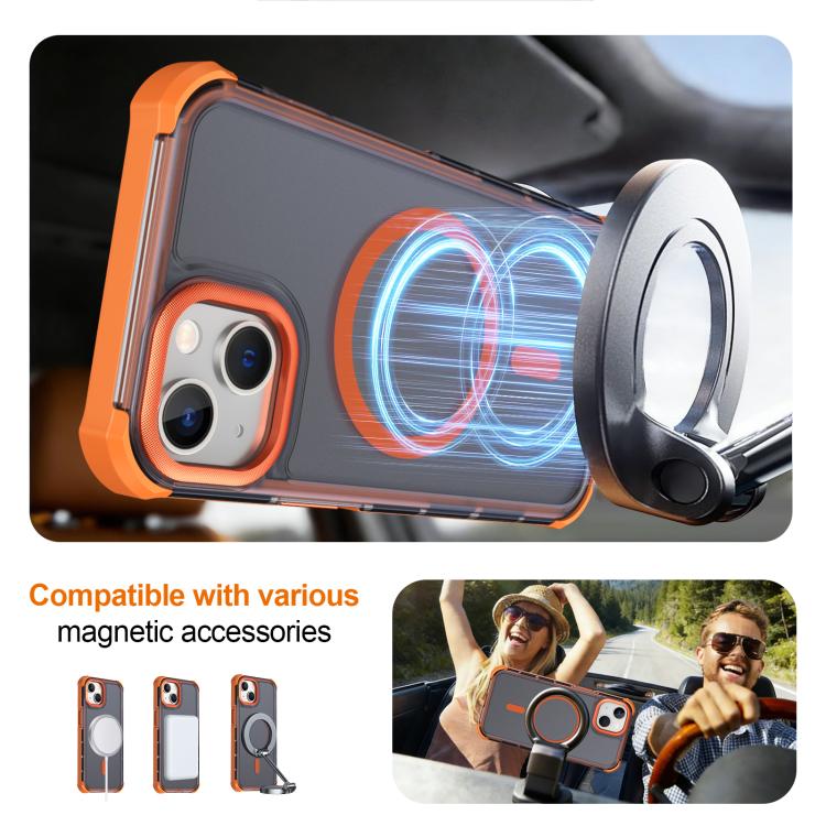 Custodia per telefono antiurto magnetica semitrasparente satinata con effetto pelle, resistente agli urti e con quattro angoli smussati., For iPhone 13