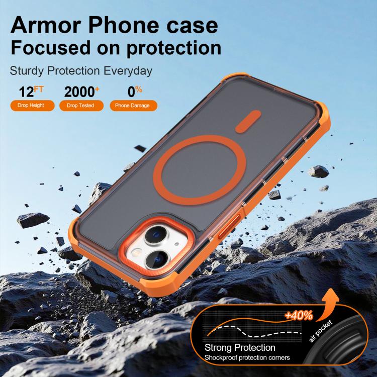 Custodia per telefono antiurto magnetica semitrasparente satinata con effetto pelle, resistente agli urti e con quattro angoli smussati., For iPhone 13
