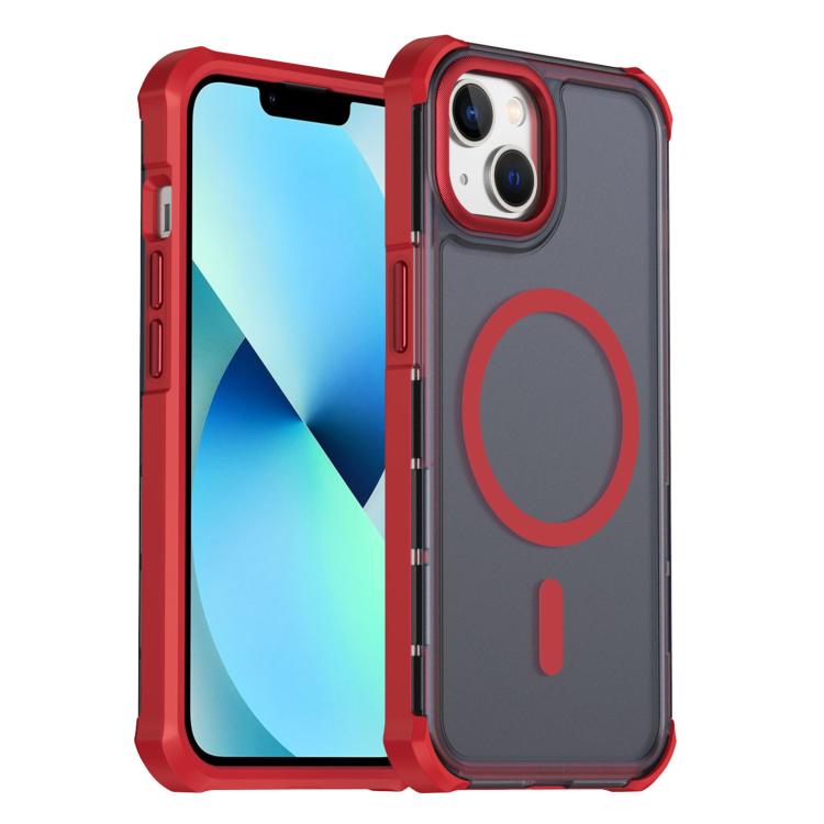Custodia per telefono antiurto magnetica semitrasparente satinata con effetto pelle, resistente agli urti e con quattro angoli smussati., For iPhone 13
