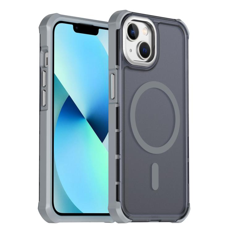 Custodia per telefono antiurto magnetica semitrasparente satinata con effetto pelle, resistente agli urti e con quattro angoli smussati., For iPhone 13