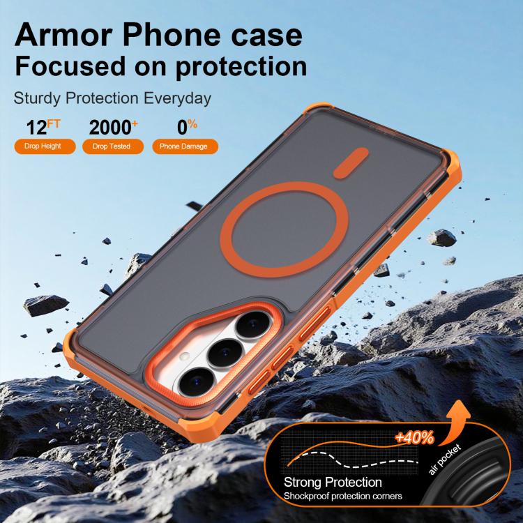 Custodia per telefono antiurto magnetica semitrasparente satinata con effetto pelle, resistente agli urti e con quattro angoli smussati., For Samsung Galaxy S26+ 5G, For Samsung Galaxy S26 Edge 5G, For Samsung Galaxy S26 Ultra 5G                       ...
