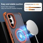 Custodia per telefono antiurto magnetica semitrasparente satinata con effetto pelle, resistente agli urti e con quattro angoli smussati., For Samsung Galaxy S25 FE 5G, For Samsung Galaxy S25 Edge 5G, For Samsung Galaxy S25 5G, For Samsung Galaxy S25+ 5G