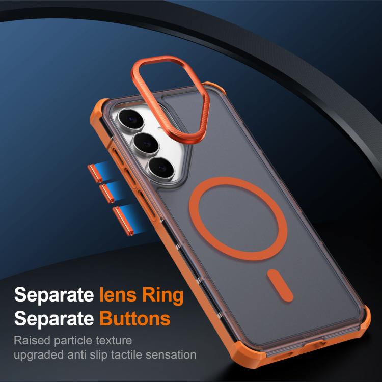 Custodia per telefono antiurto magnetica semitrasparente satinata con effetto pelle, resistente agli urti e con quattro angoli smussati., For Samsung Galaxy S25 FE 5G, For Samsung Galaxy S25 Edge 5G, For Samsung Galaxy S25 5G, For Samsung Galaxy S25+ 5G