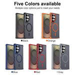 Custodia per telefono antiurto magnetica semitrasparente satinata con effetto pelle, resistente agli urti e con quattro angoli smussati., For Samsung Galaxy S25 Ultra 5G, For Samsung Galaxy S24 FE 5G, For Samsung Galaxy S24 Ultra 5G                    ...