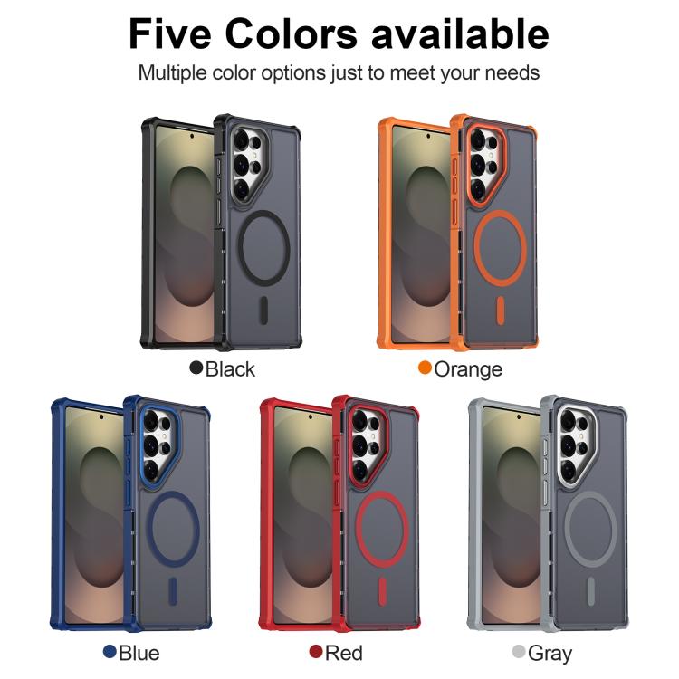 Custodia per telefono antiurto magnetica semitrasparente satinata con effetto pelle, resistente agli urti e con quattro angoli smussati., For Samsung Galaxy S25 Ultra 5G, For Samsung Galaxy S24 FE 5G, For Samsung Galaxy S24 Ultra 5G                    ...