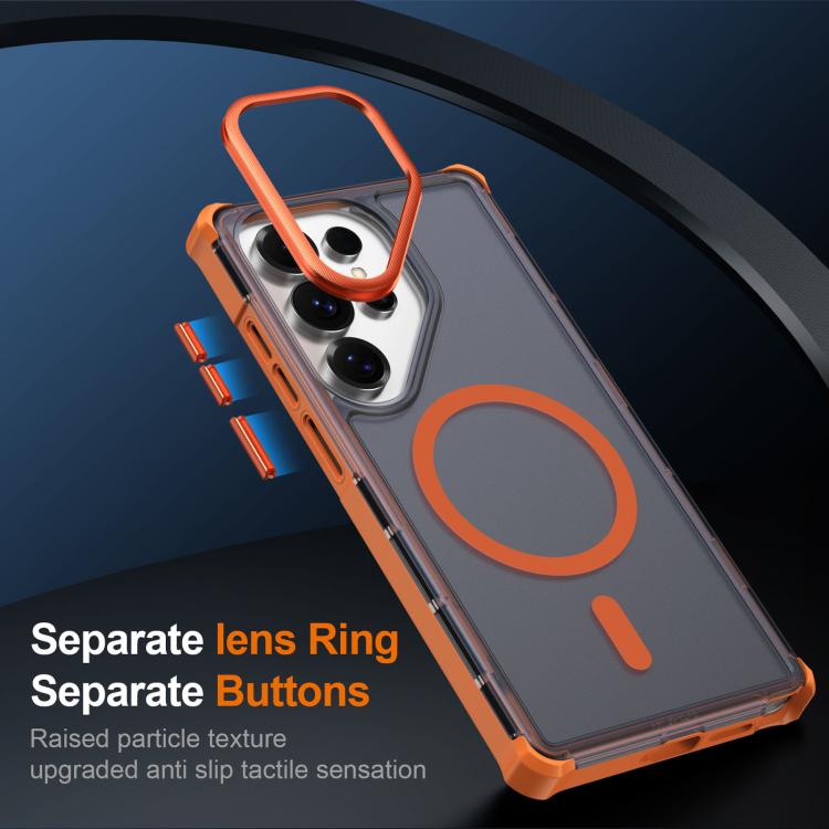 Custodia per telefono antiurto magnetica semitrasparente satinata con effetto pelle, resistente agli urti e con quattro angoli smussati., For Samsung Galaxy S25 Ultra 5G, For Samsung Galaxy S24 FE 5G, For Samsung Galaxy S24 Ultra 5G                    ...