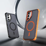 Custodia per telefono antiurto magnetica semitrasparente satinata con effetto pelle, resistente agli urti e con quattro angoli smussati., For Samsung Galaxy S23 5G