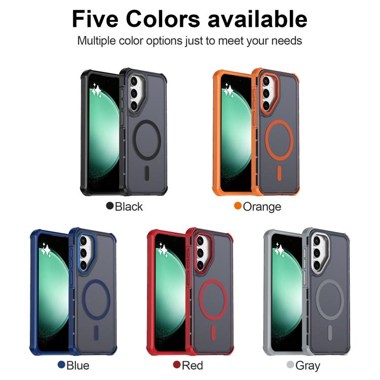Custodia per telefono antiurto magnetica semitrasparente satinata con effetto pelle, resistente agli urti e con quattro angoli smussati., For Samsung Galaxy S23 5G