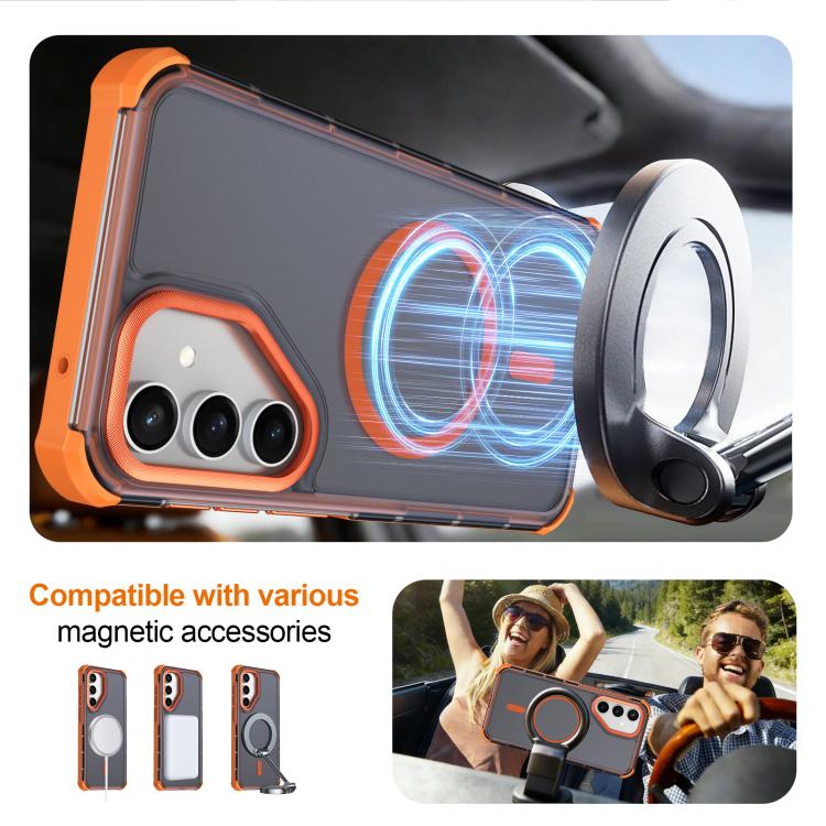 Custodia per telefono antiurto magnetica semitrasparente satinata con effetto pelle, resistente agli urti e con quattro angoli smussati., For Samsung Galaxy S23 5G
