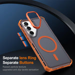 Custodia per telefono antiurto magnetica semitrasparente satinata con effetto pelle, resistente agli urti e con quattro angoli smussati., For Samsung Galaxy S23 5G