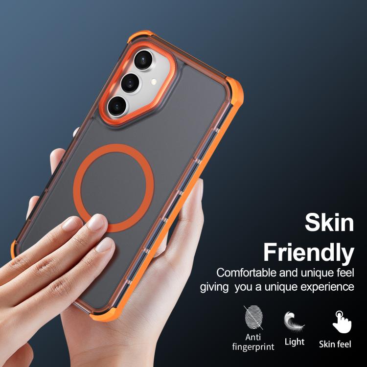 Custodia per telefono antiurto magnetica semitrasparente satinata con effetto pelle, resistente agli urti e con quattro angoli smussati., For Samsung Galaxy S23 5G
